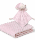 conjunto de mantita y peluche para bebe en color rosa